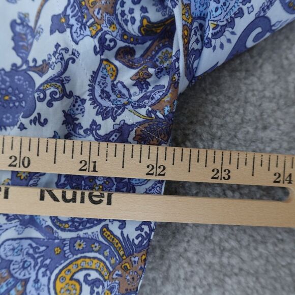 John Henric Shirt Men's 16.5 42 Blue Paisley Milano Button Up Easy Iron Cotton - Picture 9 of 9
